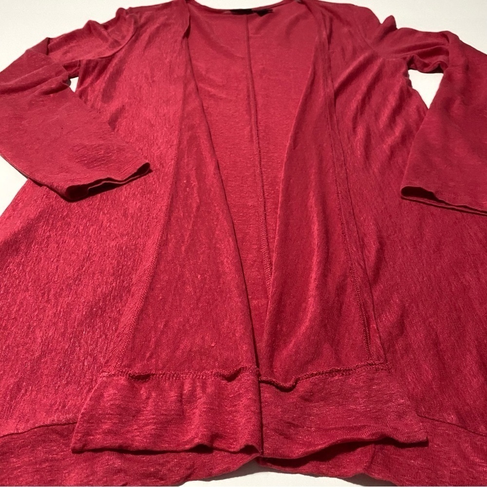 TAHARI Linen Longline Lagenlook Open Cardigan Size Medium Breathable Summer - Picture 5 of 10